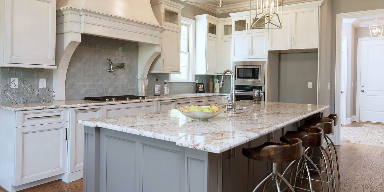 Granite Kitchen Island Gray Cabinets
